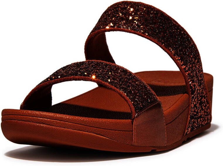 FitFlop Lulu Slide Glitter Sandalen cognac