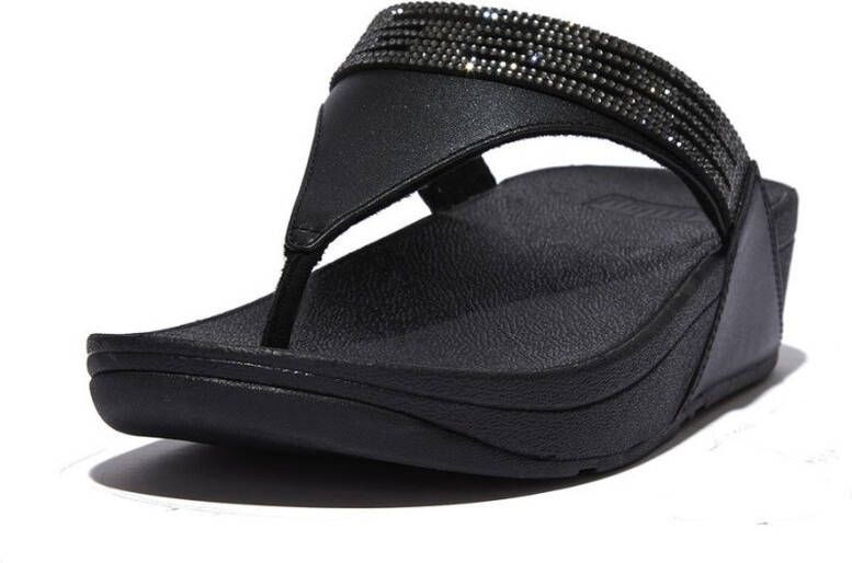 FitFlop Lulu Toe Post Sandalen zwart Leer