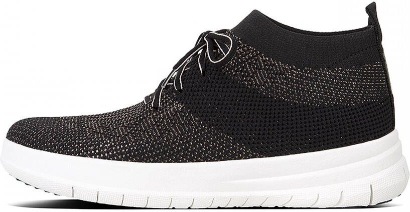 FitFlop Uberknit Slip-On High Top Sneaker laag gekleed Dames Zwart;Zwarte J30-501 -Black Bronze Metall