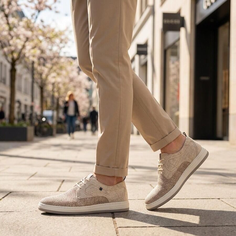 FLORIS VAN BOMMEL Veterschoenen Heren Sfm-30309 De Dijker Maat: 46 Materiaal: Textiel Kleur: Beige - Foto 11