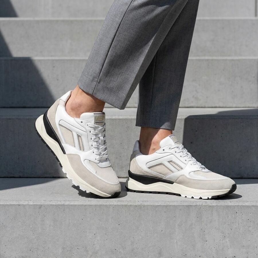 FLORIS VAN BOMMEL Lage Sneakers Heren Sfm-10154 De Treener 40⅔ Textiel Wit - Foto 3
