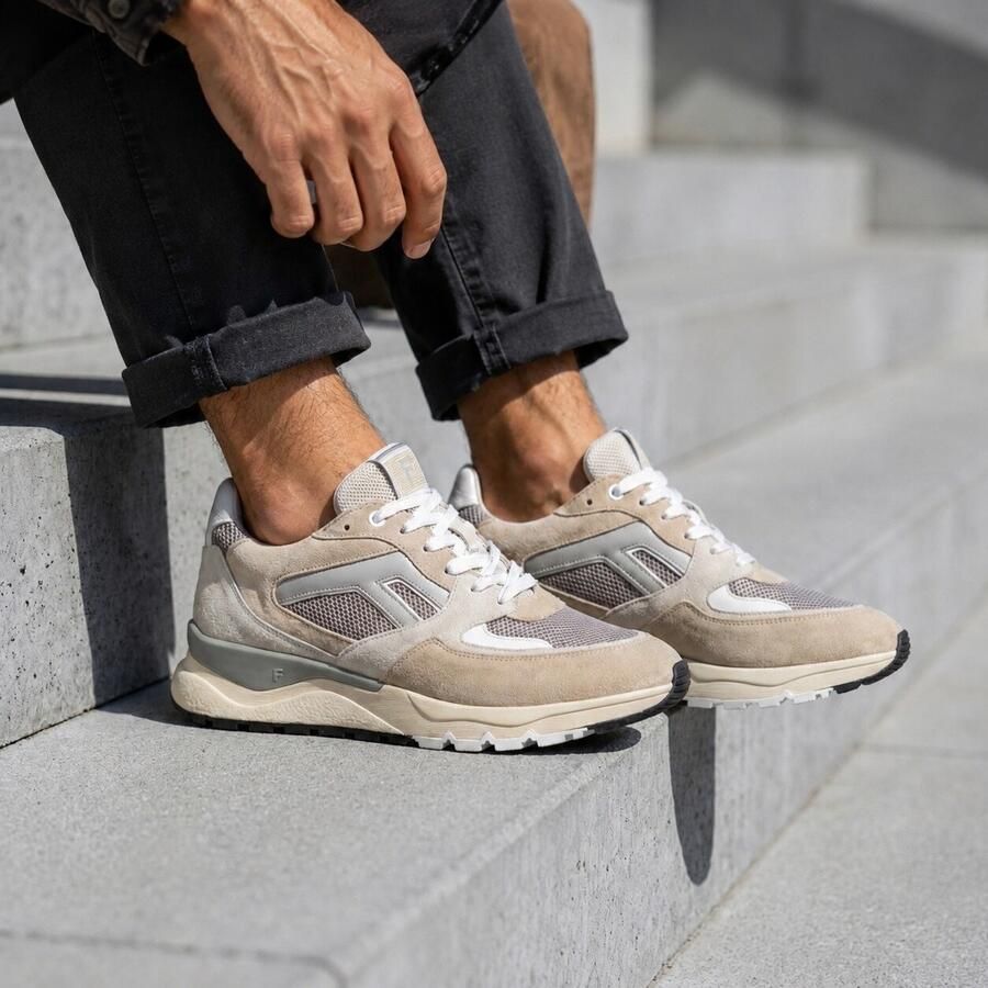 FLORIS VAN BOMMEL Lage Sneakers Heren Sfm-10154 De Treener Maat: 43⅓ Materiaal: Leer Kleur: Beige - Foto 3