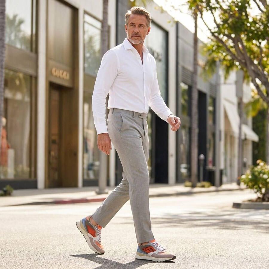 FLORIS VAN BOMMEL Lage Sneakers Heren Sfm-10243 De Treener Maat: 46⅔ Materiaal: Leer Kleur: Oranje