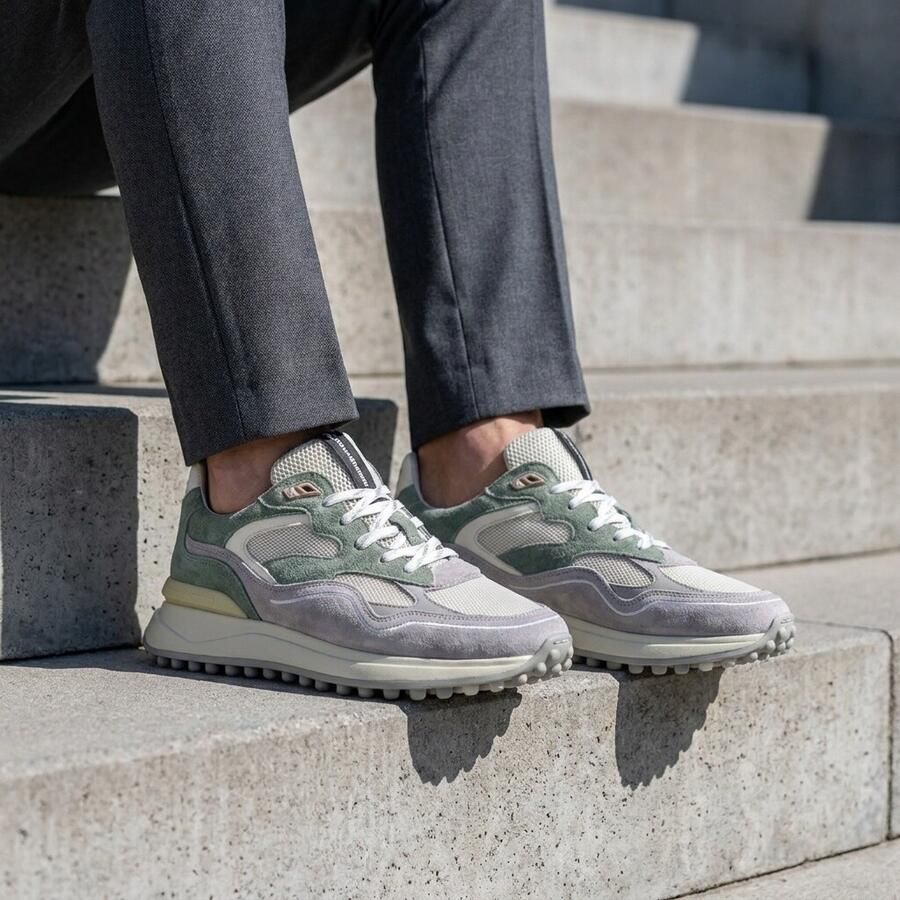 FLORIS VAN BOMMEL Lage Sneakers Heren Sfm-10159 Noppi Maat: 42 Materiaal: Leer Kleur: Groen - Foto 2