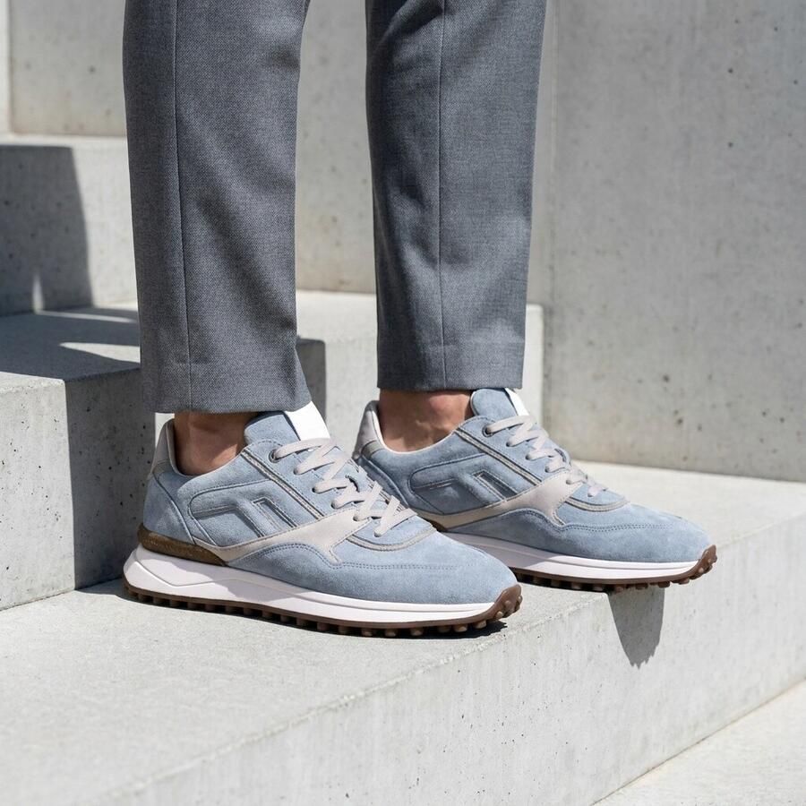 FLORIS VAN BOMMEL Lage Sneakers Heren Sfm-10223 Noppi Maat: 42 Materiaal: Suède Kleur: Blauw - Foto 3