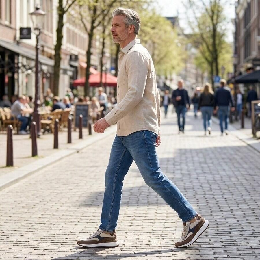 FLORIS VAN BOMMEL Lage Sneakers Heren Sfm-10207 Noppi Maat: 46 Materiaal: Textiel Kleur: Bruin