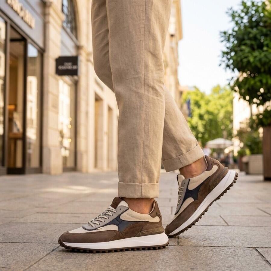 FLORIS VAN BOMMEL Lage Sneakers Heren Sfm-10207 Noppi Maat: 48 Materiaal: Textiel Kleur: Bruin - Foto 5