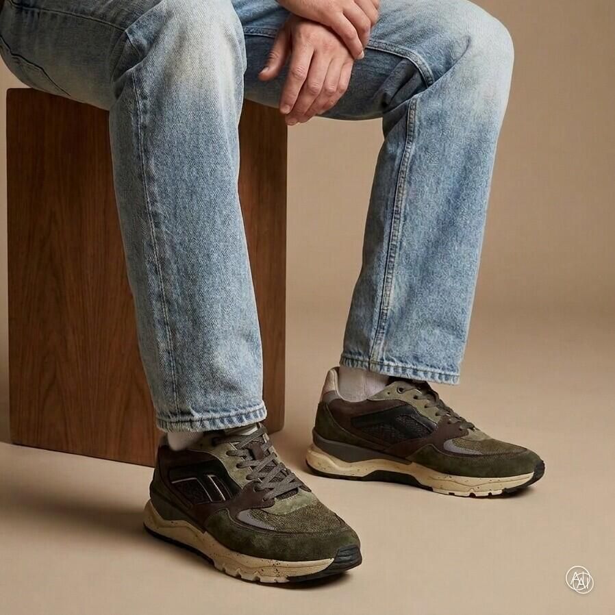 FLORIS VAN BOMMEL Lage Sneakers Heren Sfm-10154 De Treener Textiel Groen - Foto 14