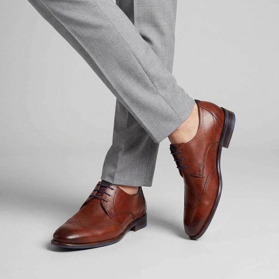 Floris van Bommel Veterschoenen cognac Leer 310305