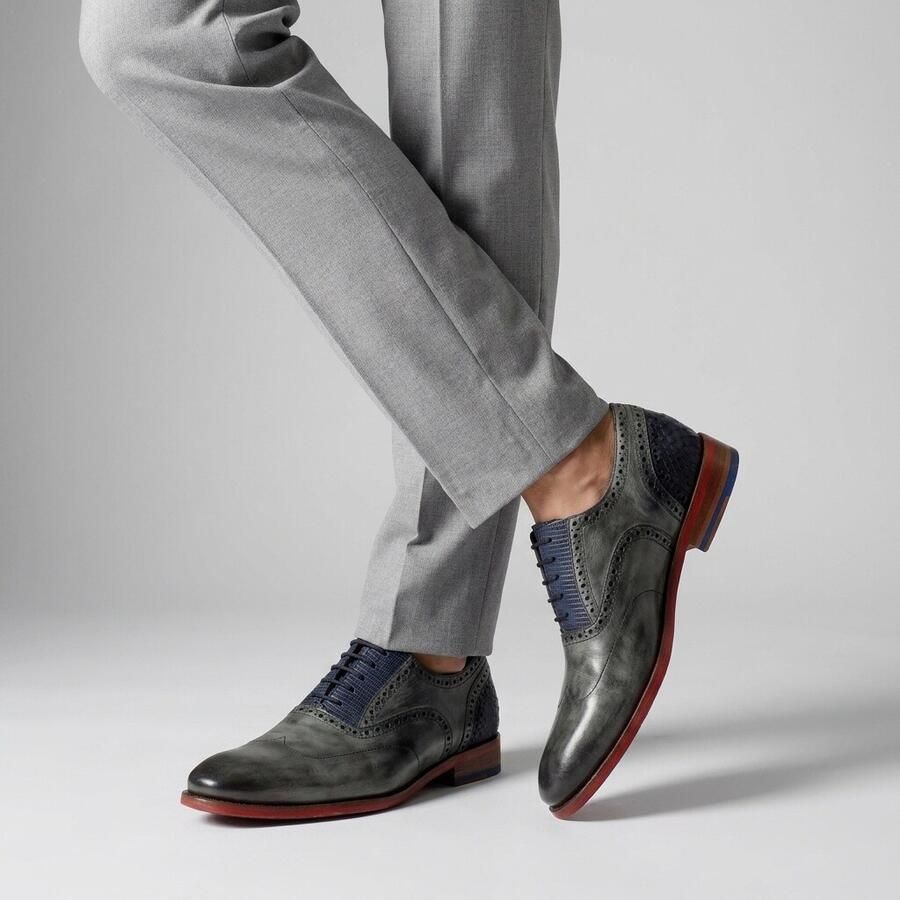 Floris van Bommel Veterschoenen grijs Leer 310336