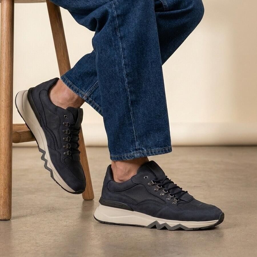 FLORIS VAN BOMMEL Lage Sneakers Heren Sfm-10135 De Zager Mesh Blauw - Foto 5