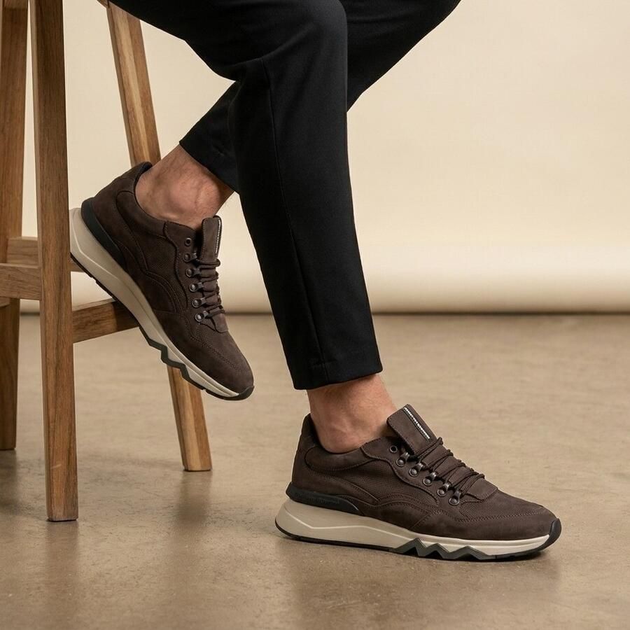 Floris van Bommel Sfm-10135 De Zager Sneakers Nubuck Heren Bruin - Foto 5