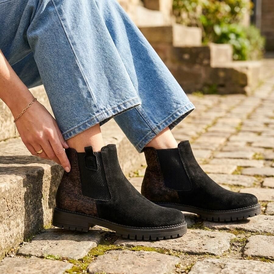 Gabor Chelsea boots zwart Suede Dames