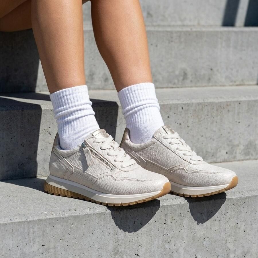 Gabor Hagedis Satijn Sneakers White Dames