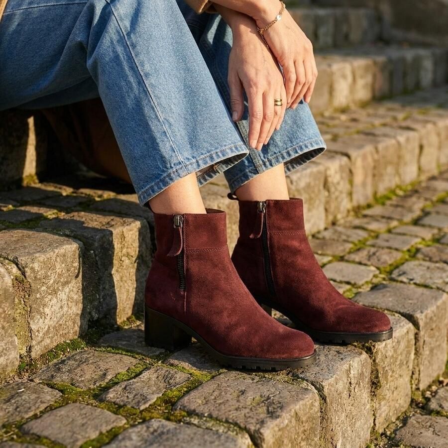 Gabor Enkellaarsjes bordeaux Suede Dames