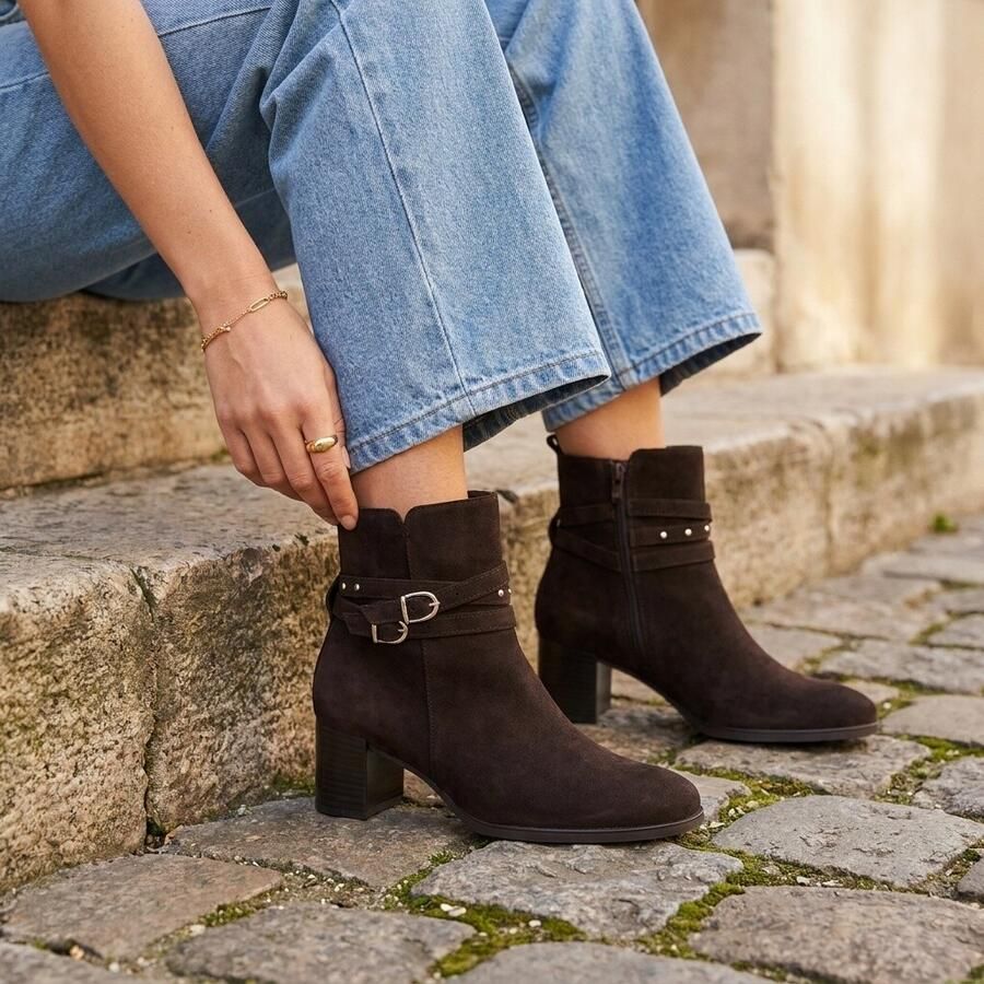 Gabor Enkellaarsjes bruin Suede Dames