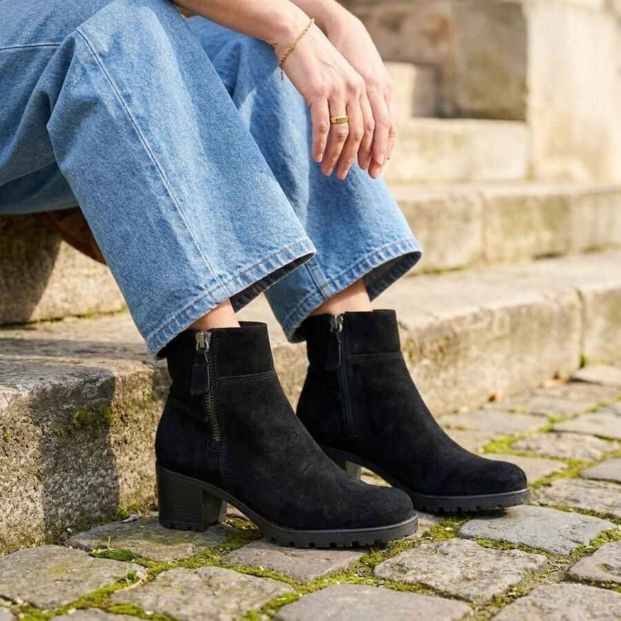 Gabor Enkellaarsjes zwart Suede Dames