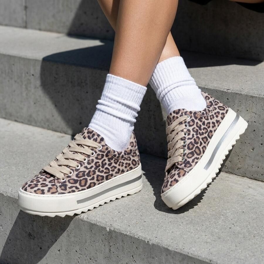 Gabor Plateausneakers Florence vrijetijdsschoen lage schoen veterschoen modieuze leoprint breedte g