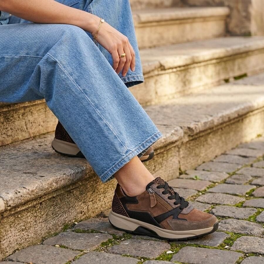 Gabor Rollingsoft Sneakers met sleehak veterschoen halfhoge schoen vrijetijdsschoen met extra ritssluiting