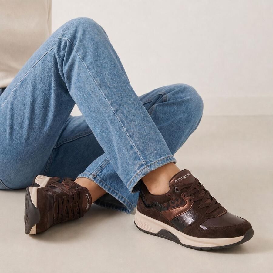 Gabor 0106.03.006 Sneakers Bruin met Brons Leer Lak en Nubuck Dames Bruin