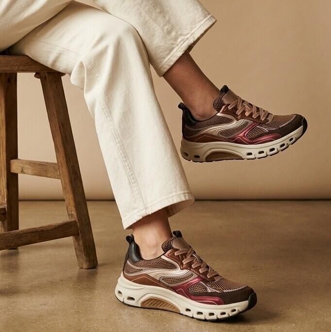 Gabor Rollingsoft Sneakers rood Metallic Suède