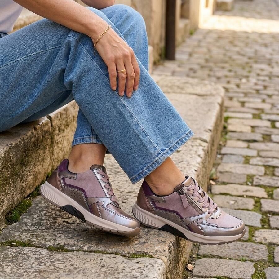 Gabor Rollingsoft Sneakers met sleehak veterschoen halfhoge schoen vrijetijdsschoen met extra ritssluiting