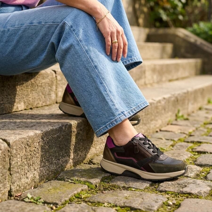 Gabor Rollingsoft Sneakers zwart Suede Dames