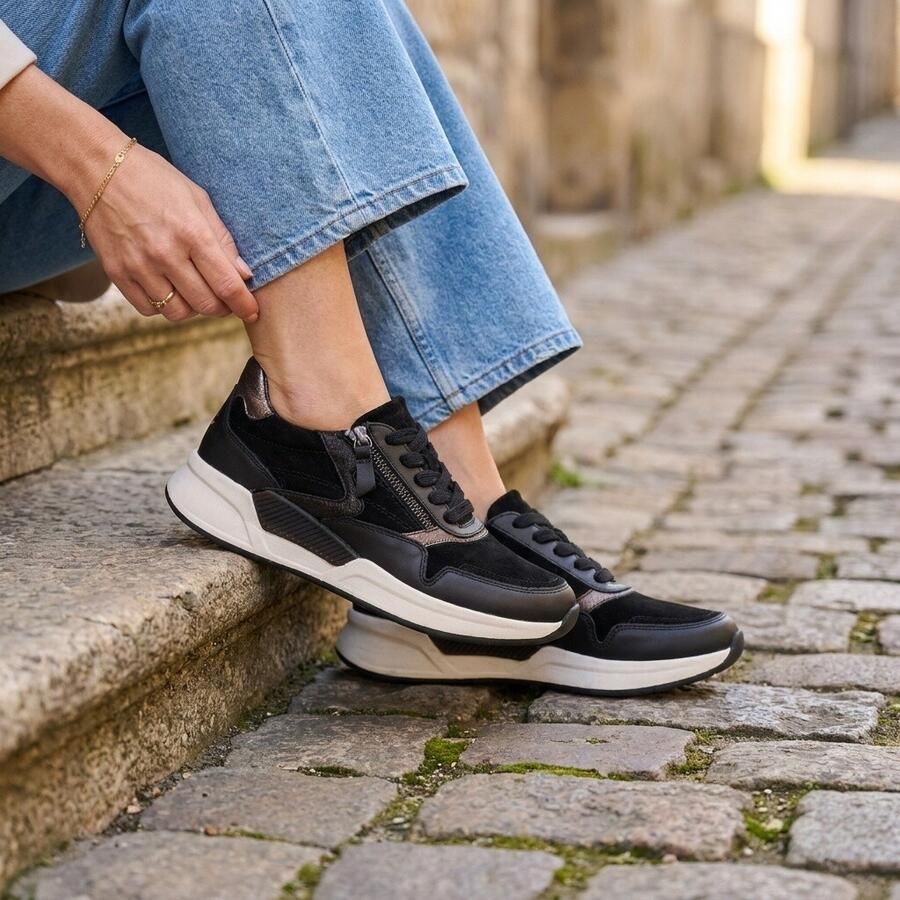 Gabor Rollingsoft Sneakers zwart Suede