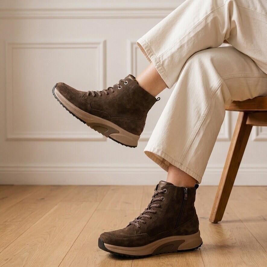 Gabor Rollingsoft Veterboot Met Rits Bruin Suede