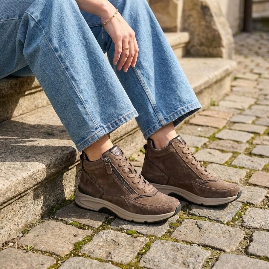 Gabor Rollingsoft Veterboots taupe Suede