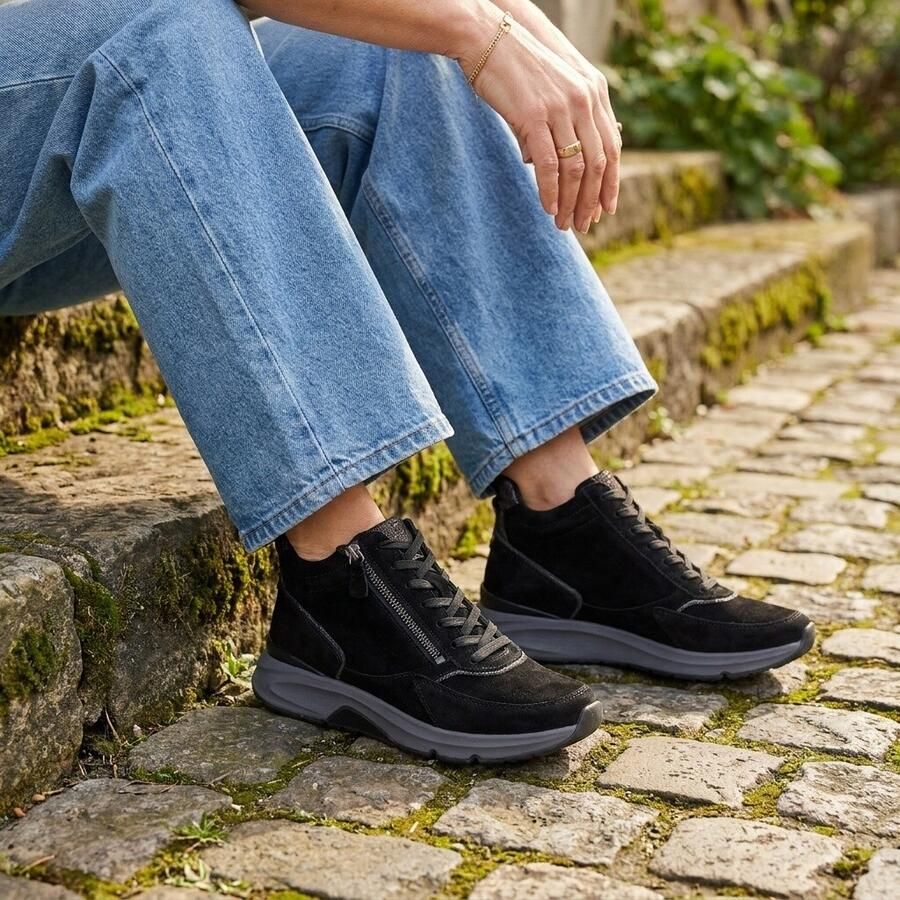 Gabor Rollingsoft Veterboots zwart Suede