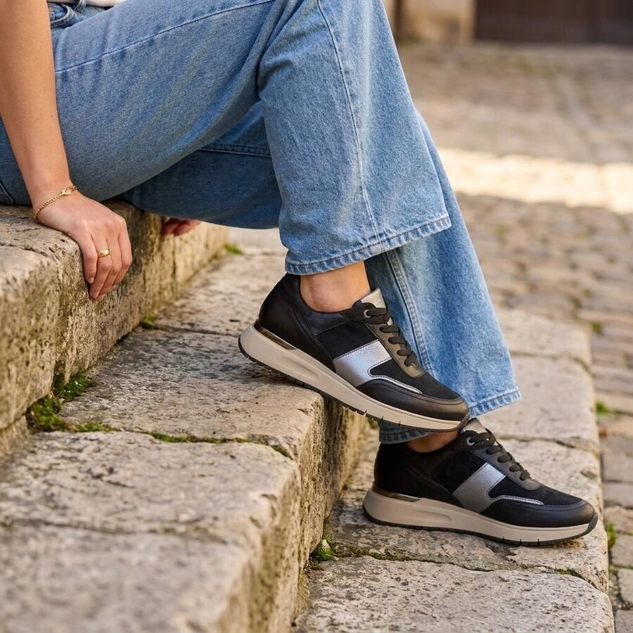 Gabor Sneaker Donker Blauw Nubuck Leer Metalli