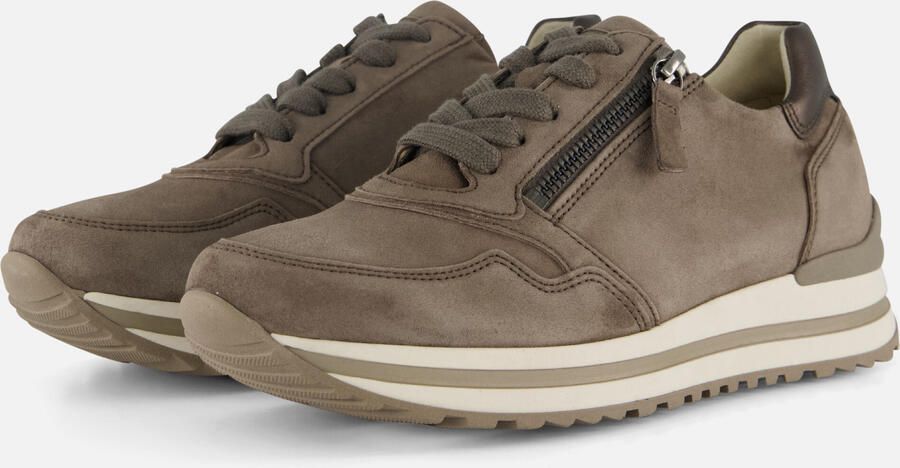 Gabor -art 76.528 20- sneaker- taupe-suede-veter rits-H leest