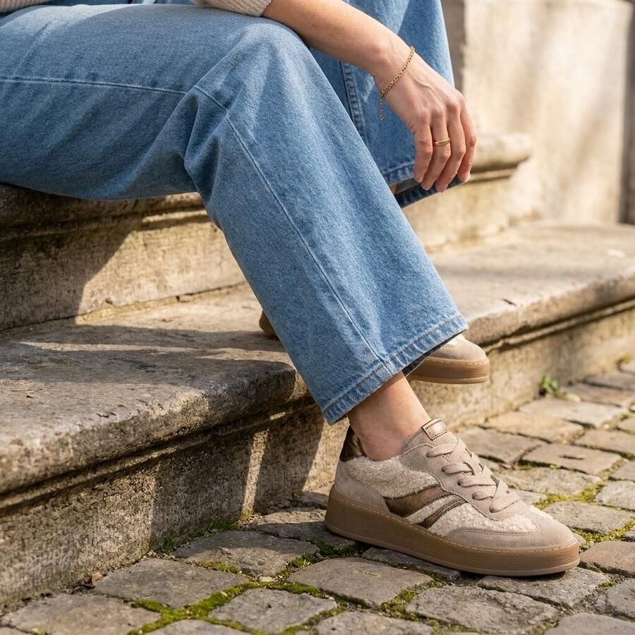Gabor Teddy Sneakers beige Leer Dames