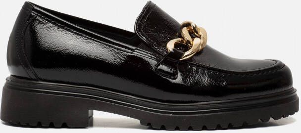 Gabor Elegante en stijlvolle loafer met goudkleurig kettingdetail Black Dames