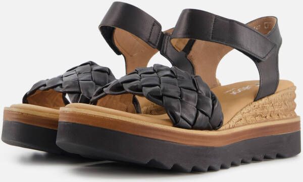 Gabor Comfortabele leren sandalen met klittenbandsluiting Black Dames - Foto 6