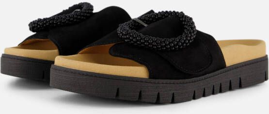Gabor Slippers plateau zomerschoen slippers met sierparels aan de decoratieve gesp