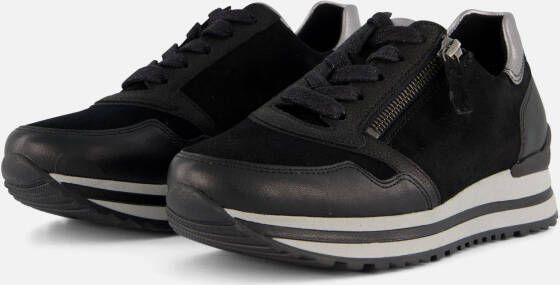 Gabor Zwarte Leren Sneaker Optifit Comfort Black Dames