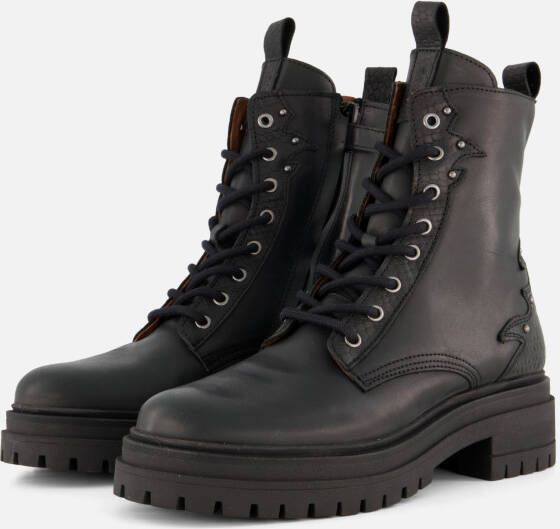 Giga Shoes Giga Veterboots zwart Leer Kinderschoenen