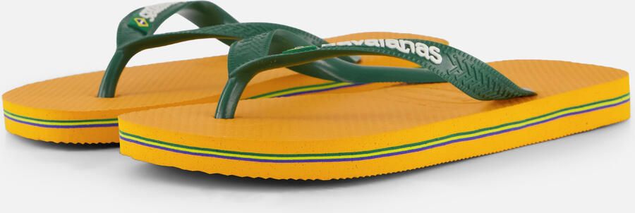 Havaianas Brasil Logo teenslippers geel groen Jongens Meisjes Rubber 33 34