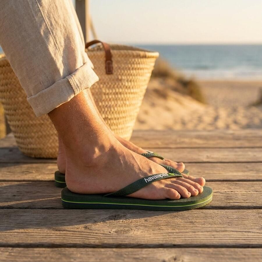 HAVAIANAS Teenslippers Heren Brasil Logo Maat: 41 42 Materiaal: Rubber Kleur: Groen - Foto 13