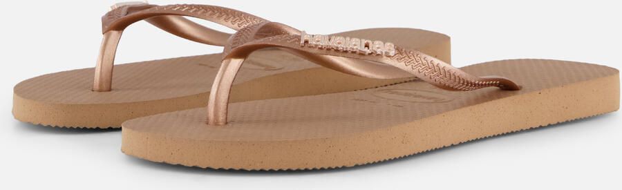 HAVAIANAS Teenslippers Dames Slim Logo Metallic Maat: 35 36 Materiaal: Rubber Kleur: Bruin - Foto 2