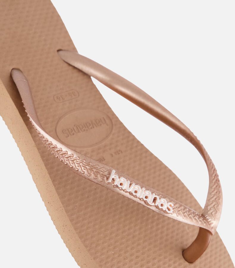 HAVAIANAS Teenslippers Dames Slim Logo Metallic Maat: 35 36 Materiaal: Rubber Kleur: Bruin - Foto 3