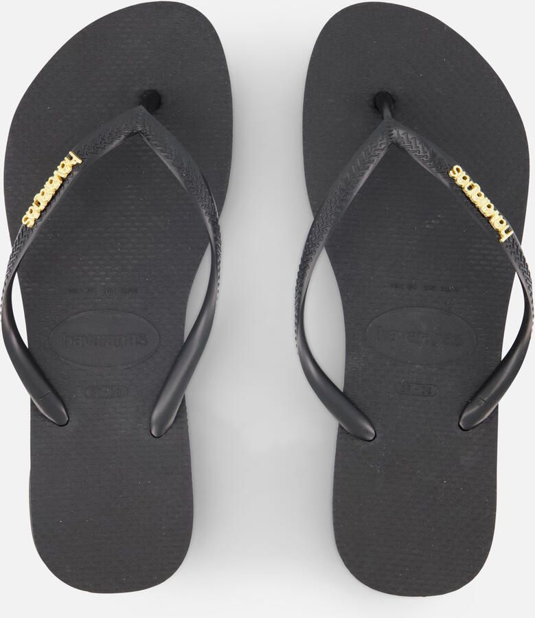 HAVAIANAS Teenslippers Dames Slim Logo Metallic Maat: 37 38 Materiaal: Rubber Kleur: Zwart - Foto 6