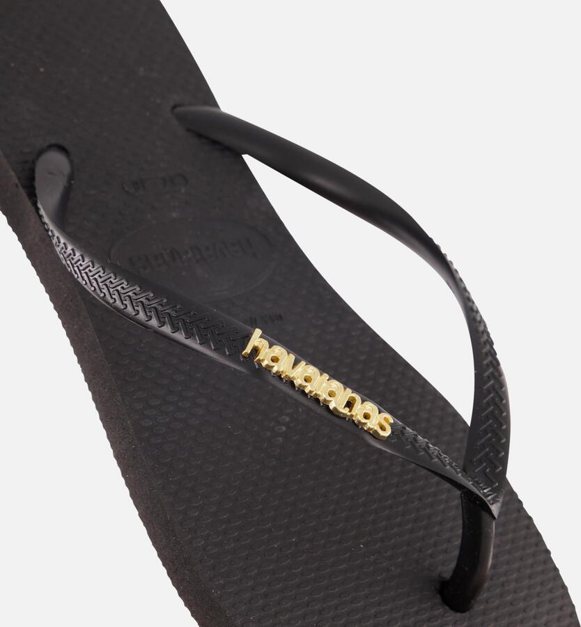 HAVAIANAS Teenslippers Dames Slim Logo Metallic Maat: 37 38 Materiaal: Rubber Kleur: Zwart - Foto 2