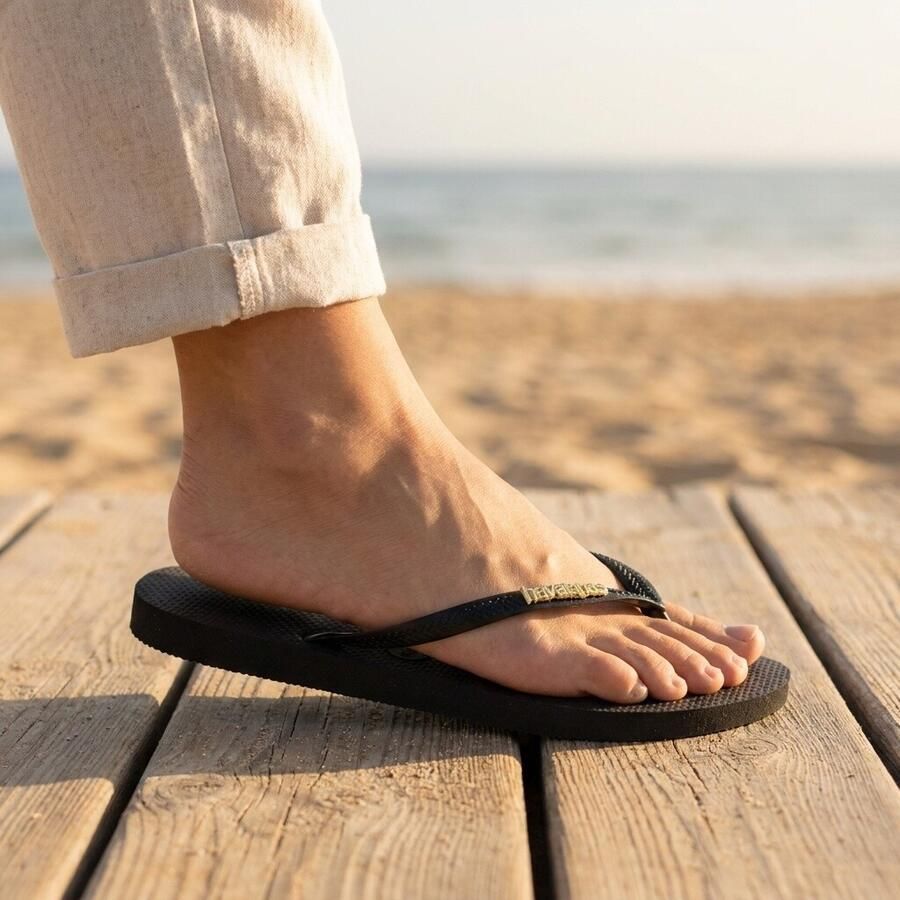 HAVAIANAS Teenslippers Dames Slim Logo Metallic Maat: 37 38 Materiaal: Rubber Kleur: Zwart - Foto 5