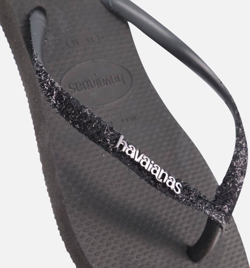Havaianas Slim Glitter Slippers zwart Rubber