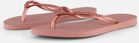 Havaianas Slim Logo Metallic Slippers roze Rubber