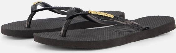 Havaianas Slim Logo Metallic Slippers zwart Rubber