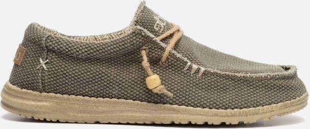 HEYDUDE Wally Braided Instappers groen Canvas